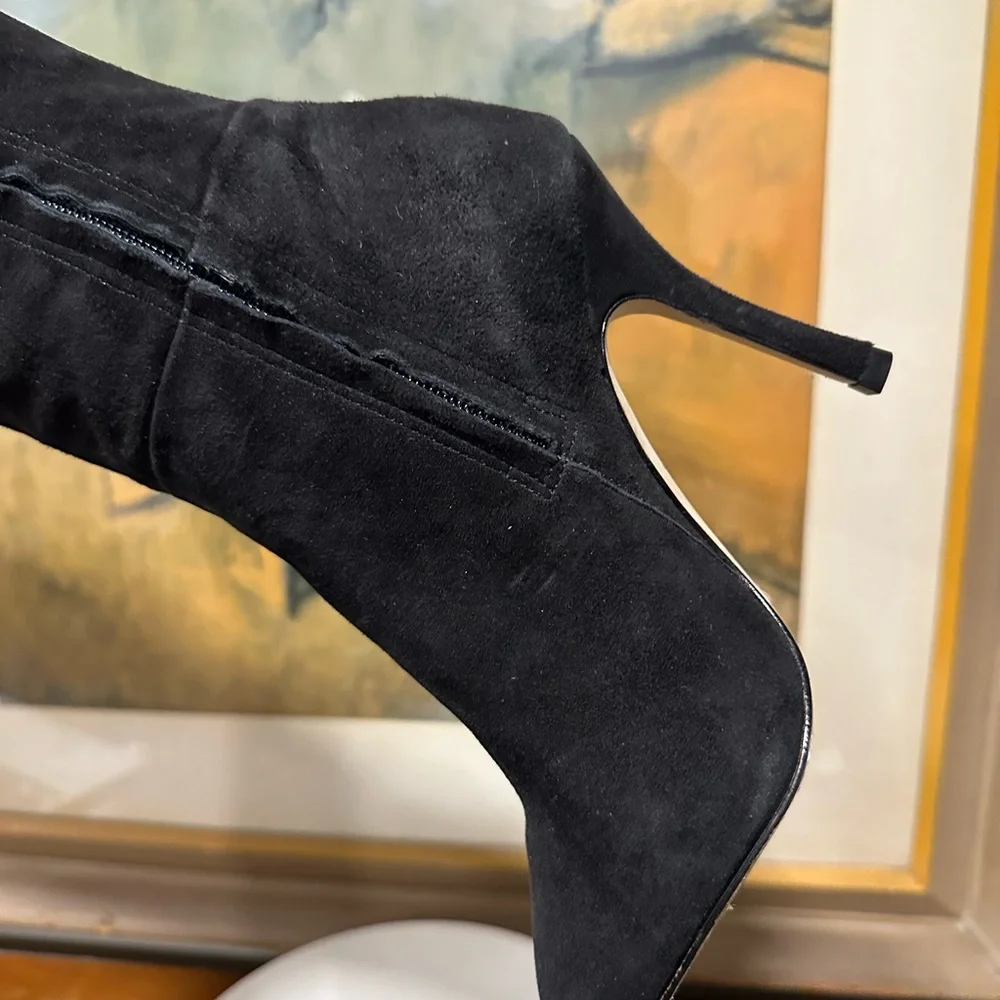 🌹LARROUDE🌹Kate Pointed Toe Over The Knee Boot in Black Suede Size: 7